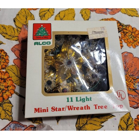 Vtg 11 Light 5 Inch Christmas Tree Topper Star WORKS! Gold Tinsel - Picture 1 of 3